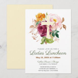 Invitation Déjeuner féminin de la Croix Florale rose