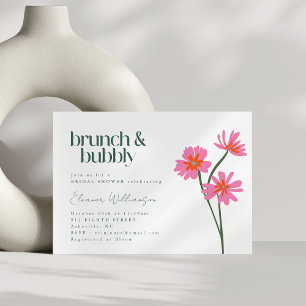 Invitation Déjeuner floral rose et apéritif moderne pour une