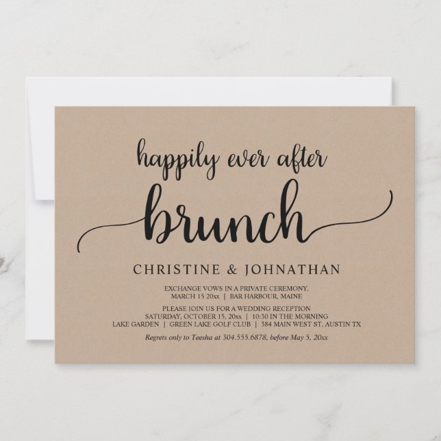 Invitation Déjeuner Mariage Échapée Rustique Heureux À Tout J (Devant)