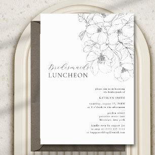 Invitation Déjeuner minimaliste Floral Black White