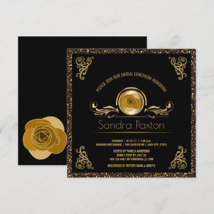 Invitation Déjeuner nuptial Black Gold Fête de l'mariée Mari