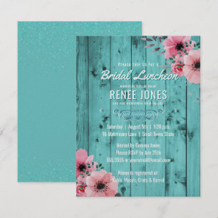 Invitation Déjeuner nuptial country chic  Wedding shower Turq