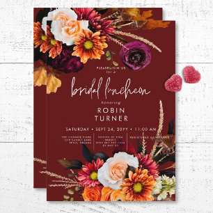 Invitation Déjeuner nuptial de rouille florale de Boho foncé