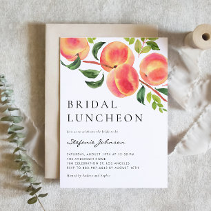Invitation Déjeuner Nuptial d'Été aux Aquarelles de Pêches