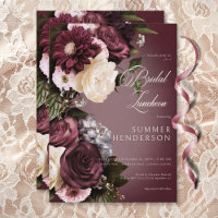 Déjeuner nuptial floral noir bordeaux et crème