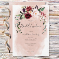 Déjeuner nuptial rustique Bourgogne et rose pâle R