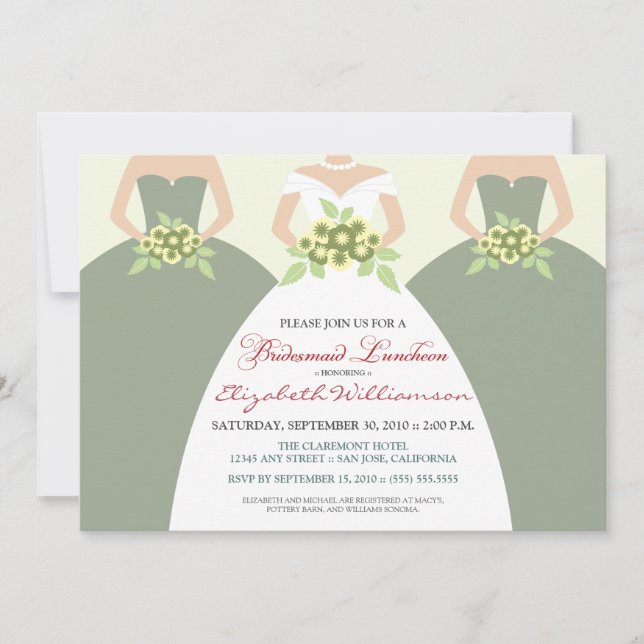 Invitation Déjeuner nuptial (vert sauge) (Devant)