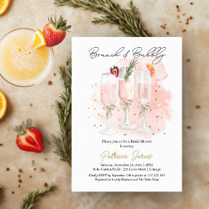 Invitation Déjeuner Rose & Champagne Mimosas pour une Mariée