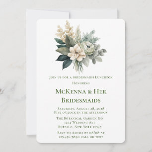 Invitation Déjeuner Rose de Bridesmaitres Forest Green et Cre