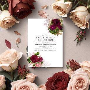 Invitation Déjeuner vintage Chic Blush & Burgundy Bridesmaier