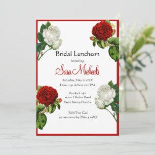 Invitation Déjeuner vintage de nuptiale florale de Roses roug