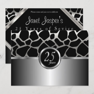 Invitation Délégation élégante d'argent pour le 25ème anniver
