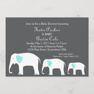 Invitation d'éléphants Bleu et gris