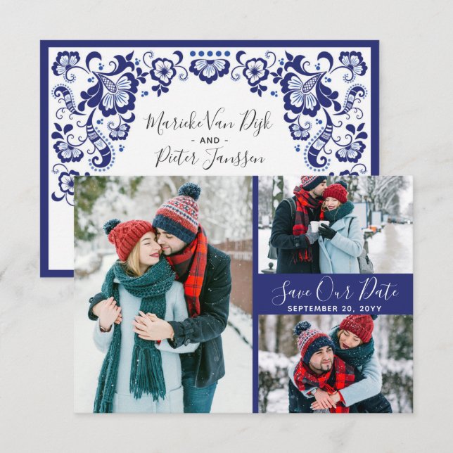 Invitation Delfts Blauw | Photos de Save The Date Delft Blue (Devant / Derrière)