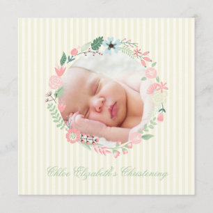 Invitation Délicat Christening Floral