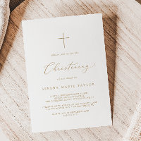 Délicat Gold Calligraphy Cross Christening