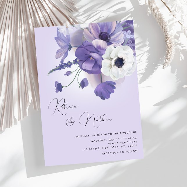 Invitation Délicat Lilac floral romantique tout en un Mariage (Créateur téléchargé)