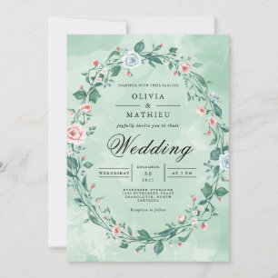 Invitation Délicat Mariage de couronnes florales