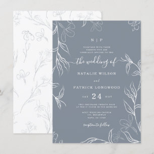 Invitation Délicat Mariage Floral Dusty