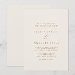 Invitation Délicat Mariage traditionnel or et crème