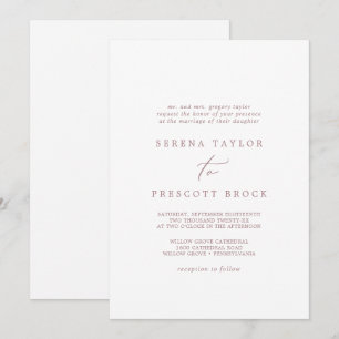 Invitation Délicat Rose Gold Calligraphie Mariage traditionne