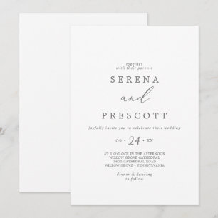 Invitation Délicat Silver Calligraphie Mariage Décontracté