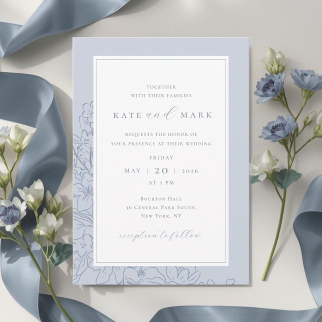 Invitation Delicate Blue Floral Wedding (Créateur téléchargé)