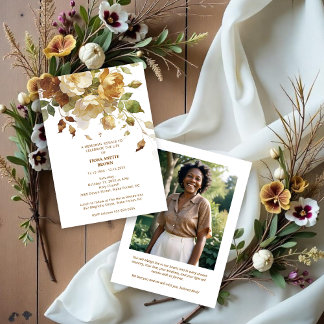 Invitation Delicate Brown & Marfil Botanical Floral Funeral