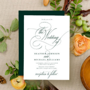 Invitation Delicate Emerald Green Moderne Calligraphie Classi