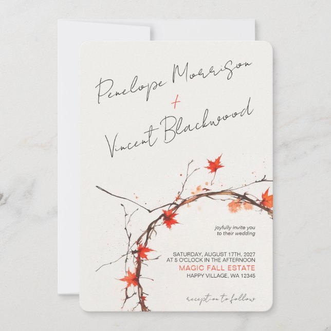 Invitation Delicate Fall Wedding (Devant)