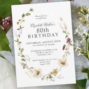 Invitation Délicate fête du 80e anniversaire de la Feminine F