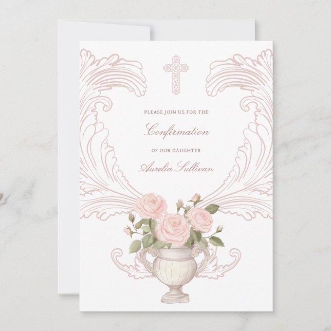 Invitation Delicate Roses Frame Confirmation (Devant)