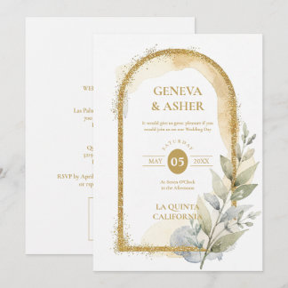 Invitation Delicate Spring Green & Beige Floral Arch Wedding