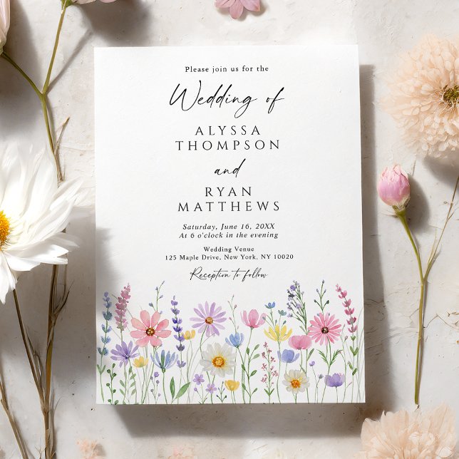 Invitation Delicate Wildflower Meadow Wedding (Créateur téléchargé)