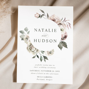 Invitation Delicate Winter Floral Frame Wedding