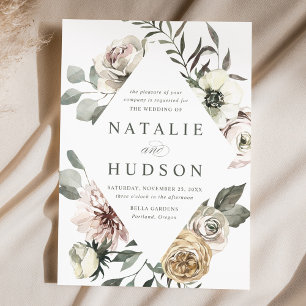 Invitation Delicate Winter Floral Frame Wedding