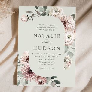 Invitation Delicate Winter Floral Frame Wedding