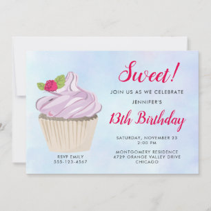 Invitation Délicieux Cupcake rose sur le Top Anniversaire