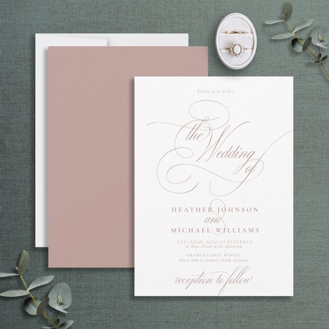 Invitation Delicy Dusty Rose moderne Calligraphie classique (Créateur téléchargé)