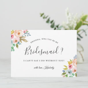 Invitation Demande chic florale de demoiselle d'honneur
