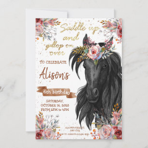 Invitation Demande d'anniversaire de cheval d'aquarelle