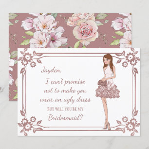 Invitation Demande de demoiselle d'honneur Glam Girl personna