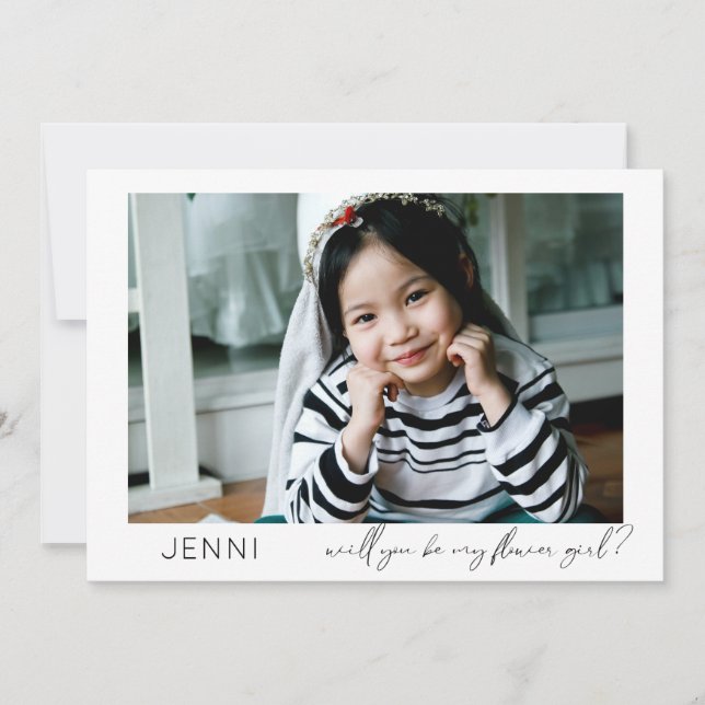 Invitation Demande de Demoiselle d'Honneur Photo Calligraphie (Devant)