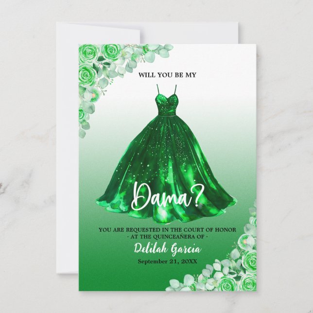 Invitation Demande de demoiselle d'honneur pour une Quinceañe (Devant)