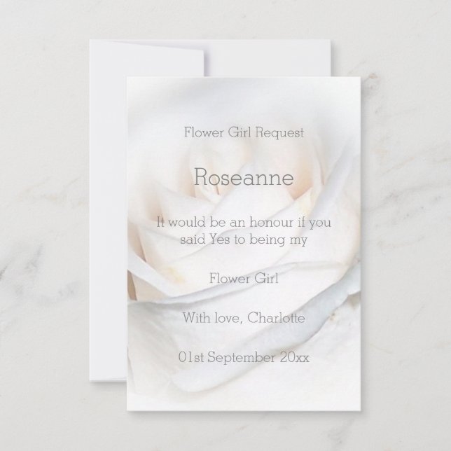 Invitation Demande de Fleur Rose blanche (Devant)