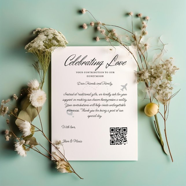 Invitation Demande de fonds de voyage Code Qr Cadeau de voyag (Travel Fund Request Qr Code Honeymoon Fund Invitation)