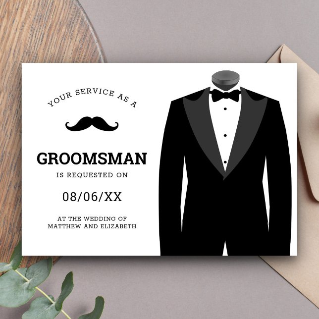 Invitation Demande de Groomsman Black Tuxedo (Créateur téléchargé)