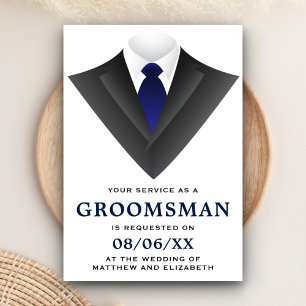 Invitation Demande de Groomsman Tuxedo Moderne