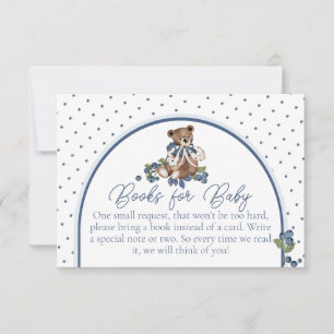 Invitation Demande de livre pour Baby Shower Ourson Bleuet Ga