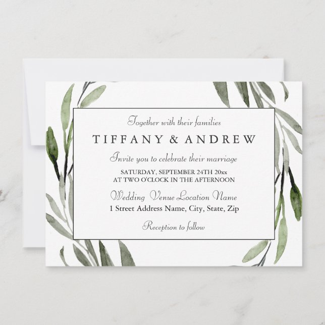 Invitation Demande de mariage à la frontière de la feuille d' (Dos)